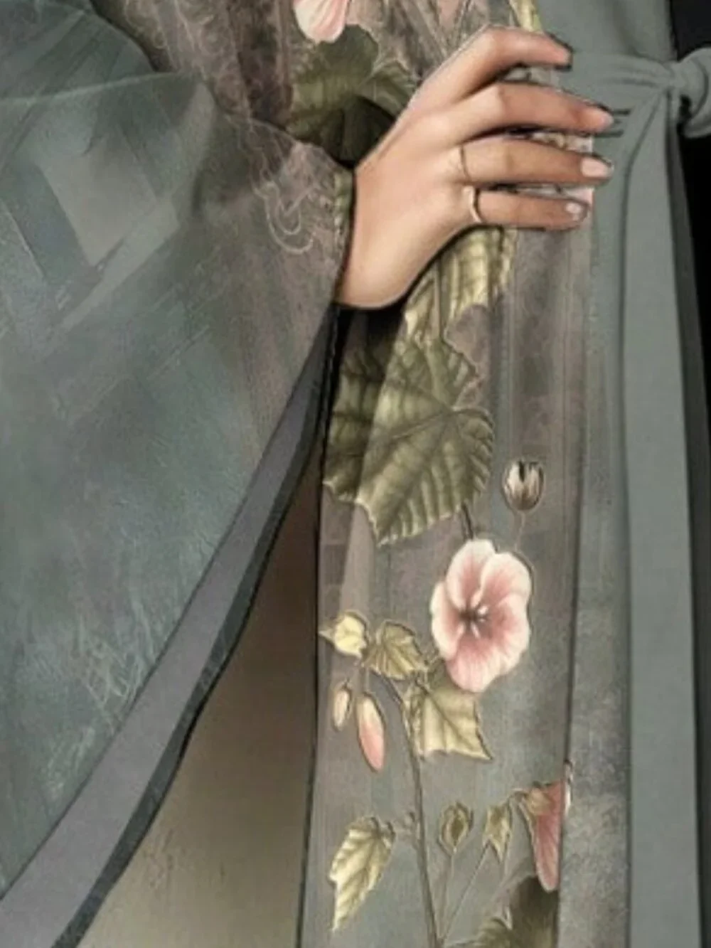 White Elegant Women's Soft Floral Print Sleep Robe